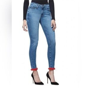 Good American Good Legs Skinny Jean with Red Poms- Size 4/27.